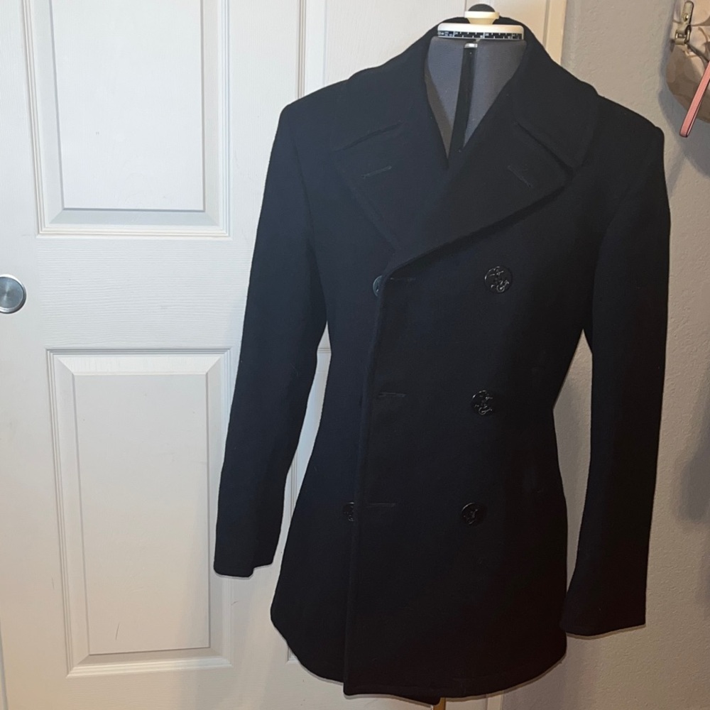 DCSP Quarterdeck Collection Black Double-Breasted Peacoat